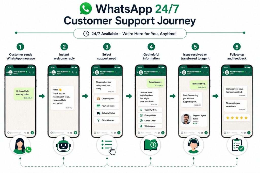 How to Use WhatsApp for 24/7 Customer Support 3 whatsapp 247 customer support journey 6a8fe51b0f103